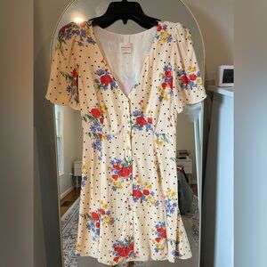 Sezane Cream Floral Mini Dress